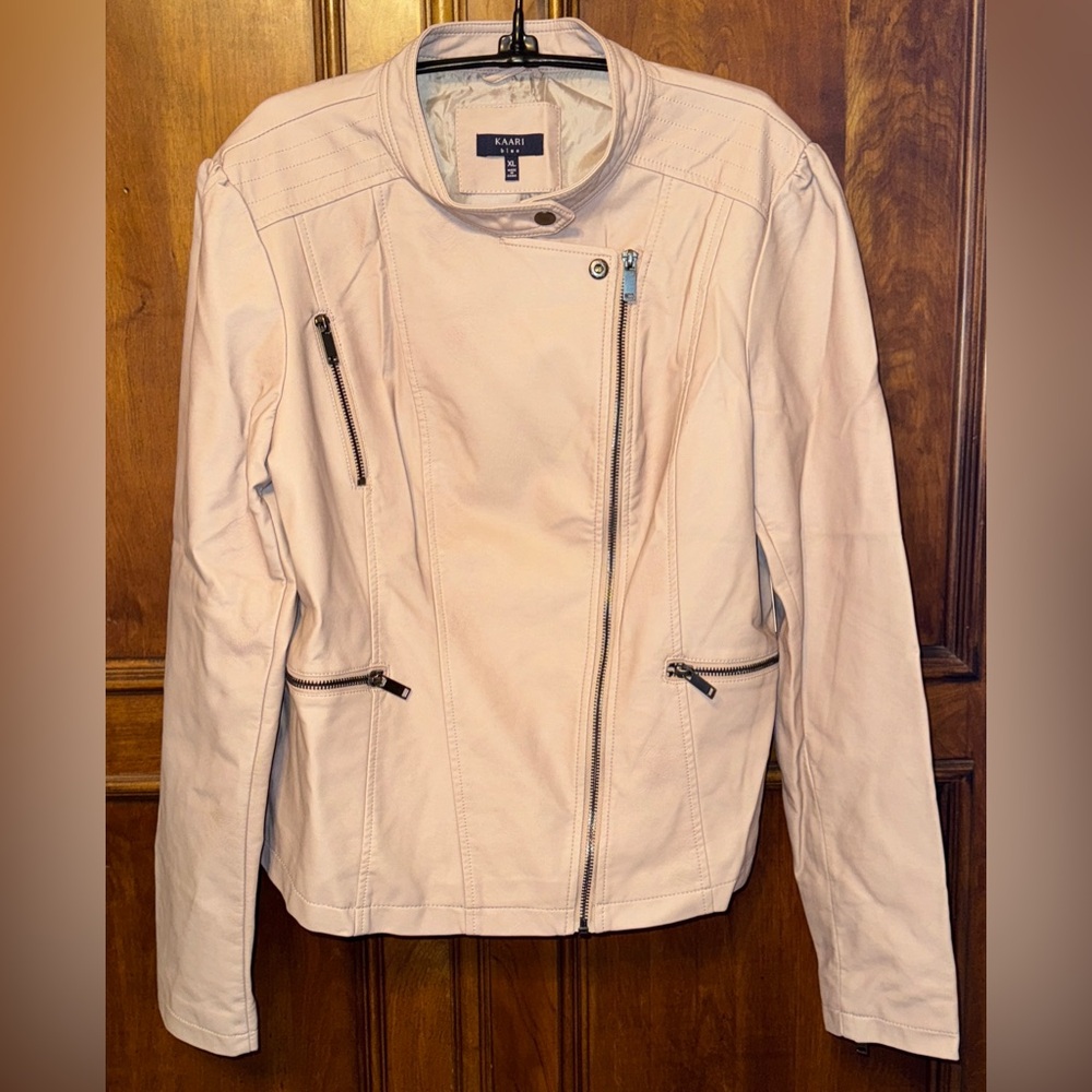 NWT Kaari Blue Vegan Leather Jacket, size XL - Picture 2 of 14